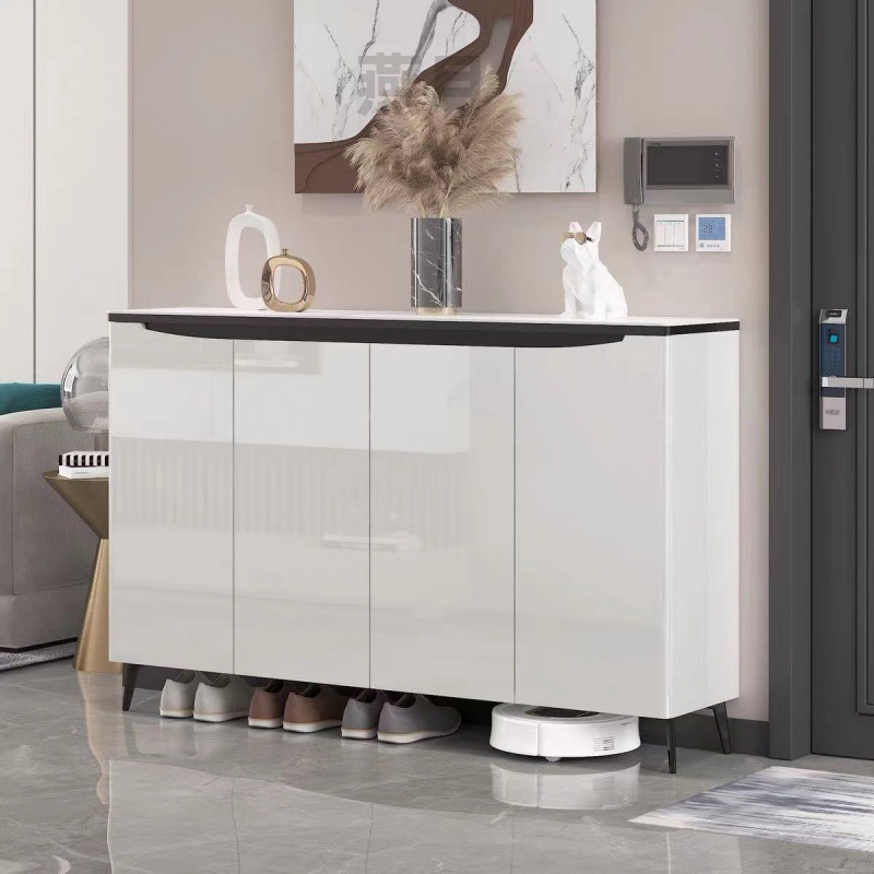 烤漆岩板鞋柜家用门口大容量入户轻奢亮光简约现代进门靠墙玄关