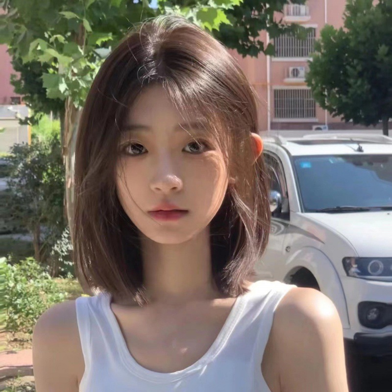 假发女冷棕色短发中分八字刘海短直减龄自然波波头全头套式-阿里巴巴