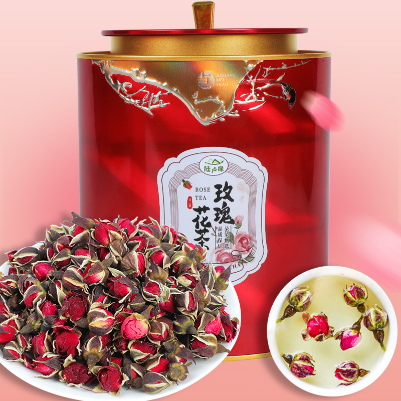 强韵玫瑰花草茶云南金边玫瑰花茶精选玫瑰花茶罐装300g送礼批发