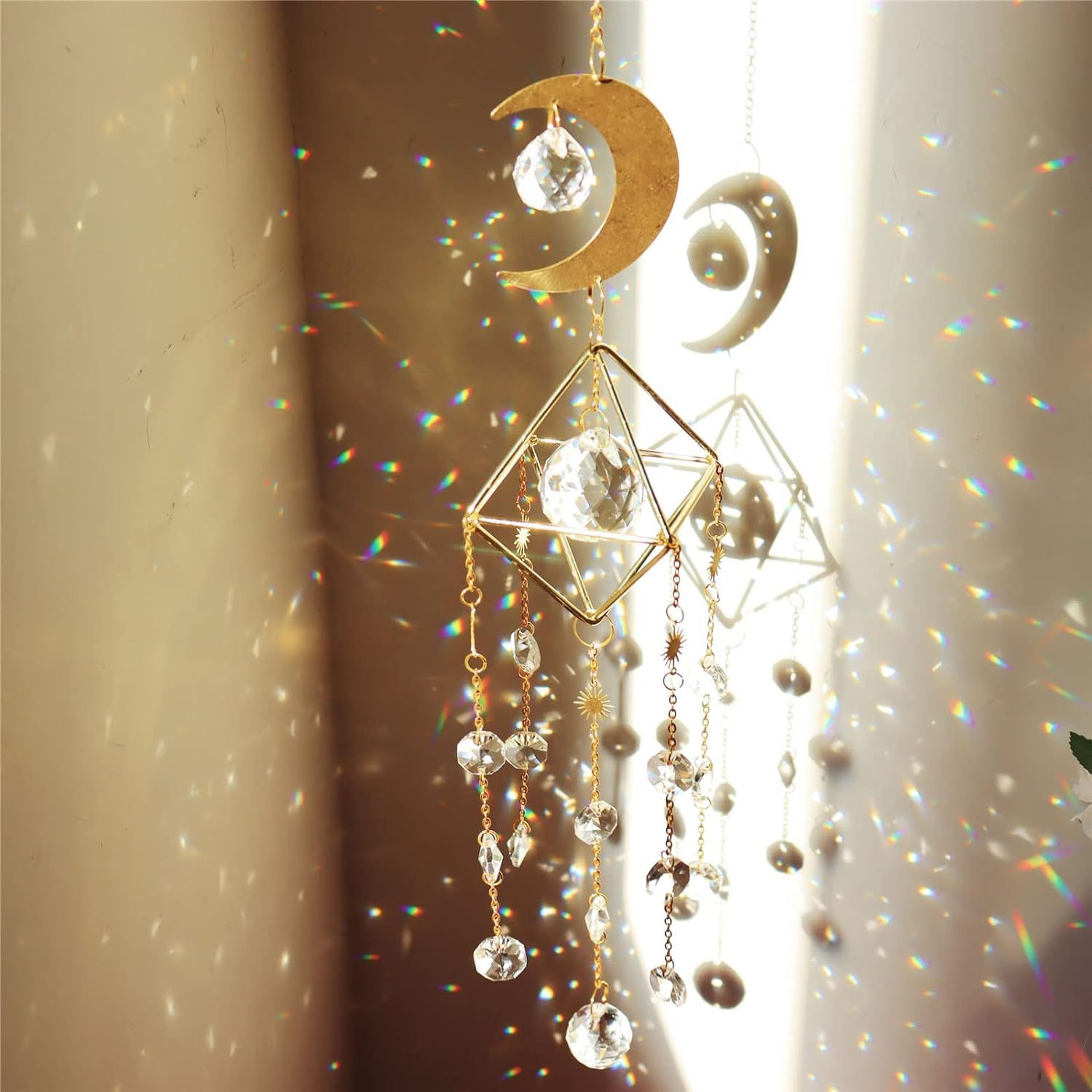 源头工厂现货批发窗户悬挂宇宙银河星球系列水晶阳光捕手风铃挂件