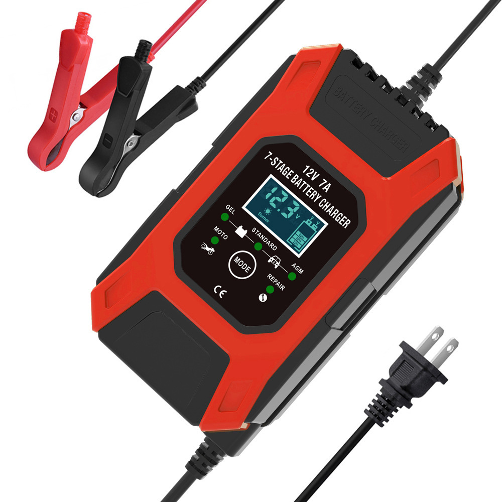 12v7a快速电瓶充电器 摩托车汽车电池充电器 gel agm电池模式可选