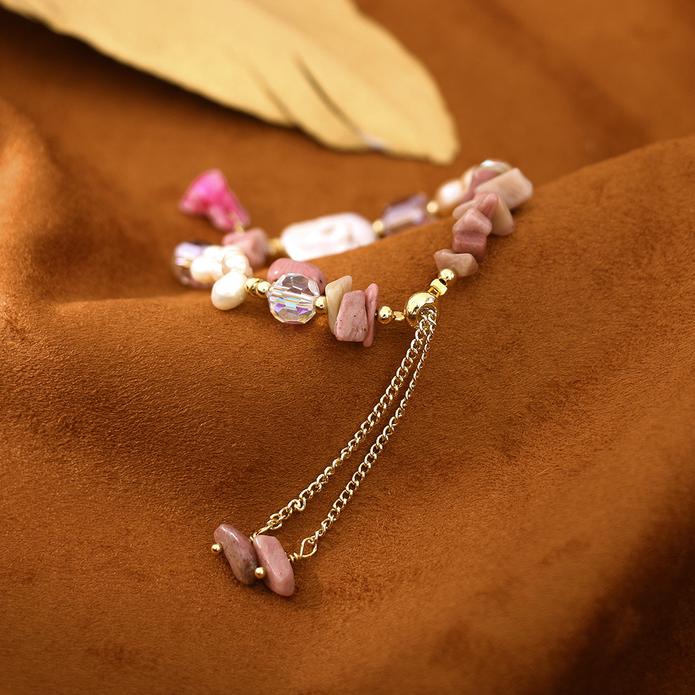 Original Natural Baroque Purple Rose Stone All-Match Bracelet Niche Design Light Luxury Bracelet Girlfriends Student Jewelry