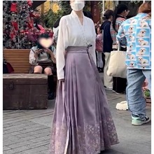 新中式女装改良明制汉服小个子紫色马面裙子日常半身裙套装
