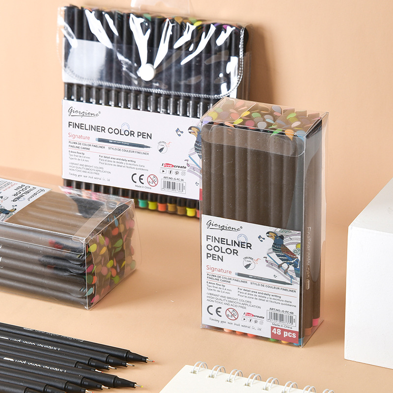 Color Needle Pen Set 100 Colors Hairline Rule Water-Based Painting Hand Account Watercolor Pen Waterproof Hook Line 0.4