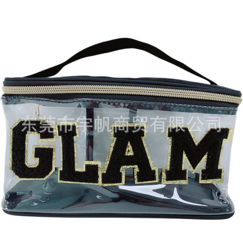 Factory Direct Sales Portable PVC Transparent Embroidery Cosmetic Bag Large Capacity Portable Travel Waterproof Wash Bag Storage Bag