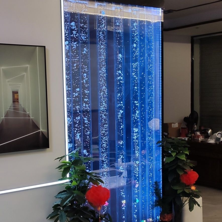 Water Curtain Partition Dining Room/Living Room Chinese Corridor Shoe Cabinet Bathroom Partition Wall Led Multi-Color Dimming Make a Fortune as Endless as Flowing Water