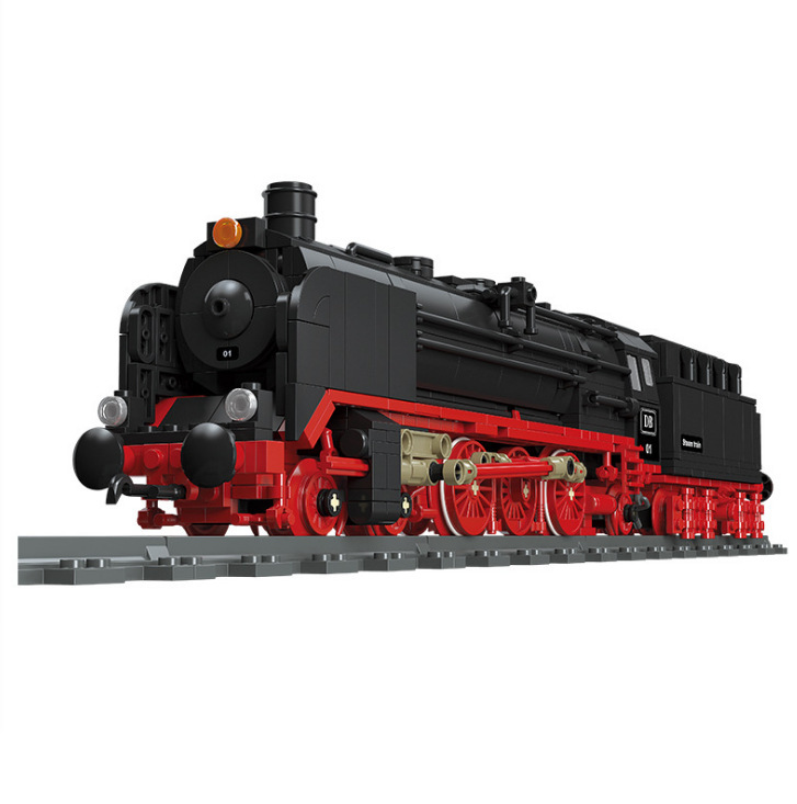 杰星59003积木城市交通cn5700蒸汽火车模型男孩拼装儿童玩具金致