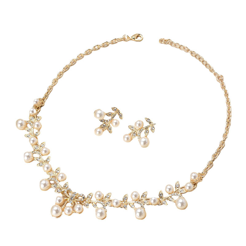 珍珠波西米亚风格项链耳环首饰套装小众气质婚礼宴会婚纱配饰