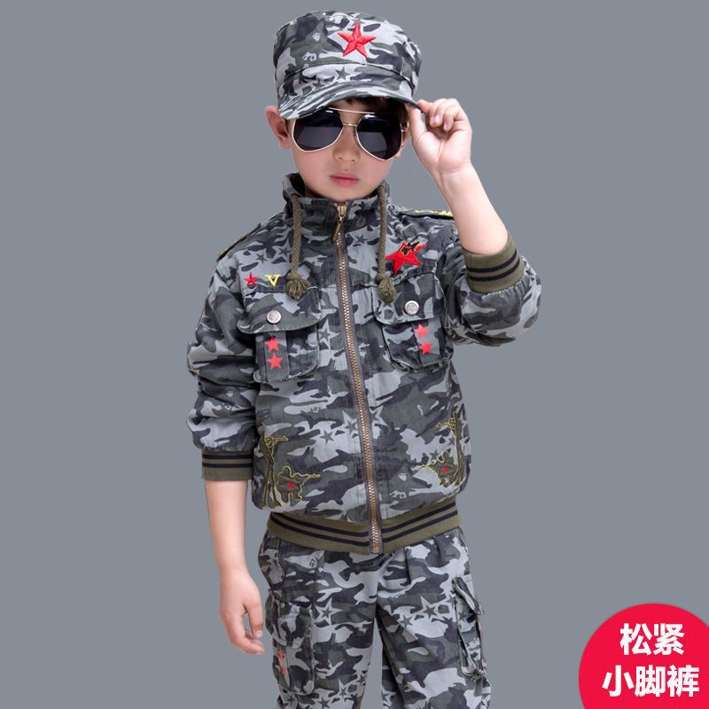 童装儿童迷彩服套装春秋装2023新款男童运动装小孩军装中大童男孩