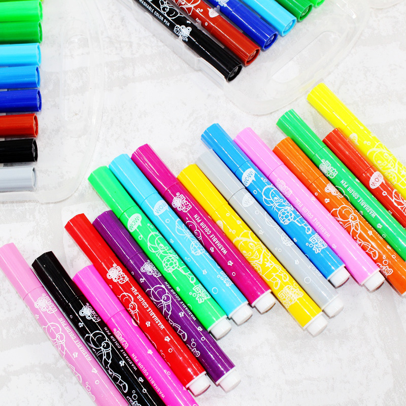 包邮紫鼠229可水洗水彩笔套装儿童diy绘画涂鸦笔12色18色24色36色