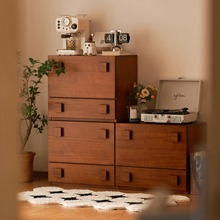 柜实木斗柜复古松木现代简约电视柜沙发边柜床头柜组合模块柜