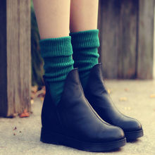 袜子中高筒女堆堆袜秋季韩版长筒袜粗线高棉袜女士中筒袜冬天加厚