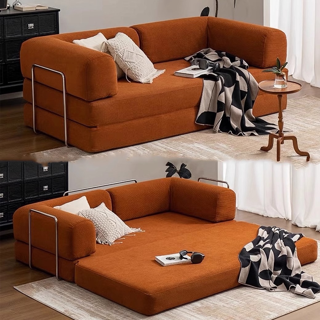 压缩布艺沙发客厅现代简约落地折叠两用模块小户型灯芯绒懒人沙发