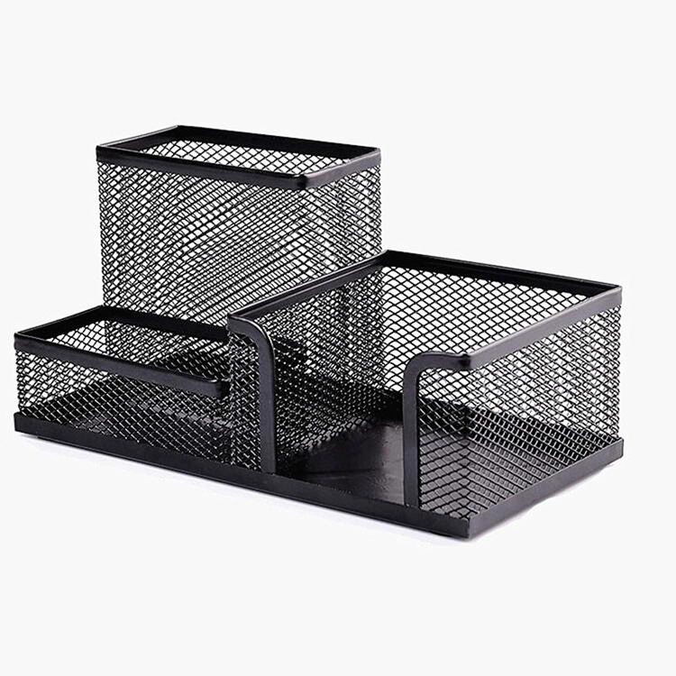 Three-Grid Combination Iron Net Metal Pen Container