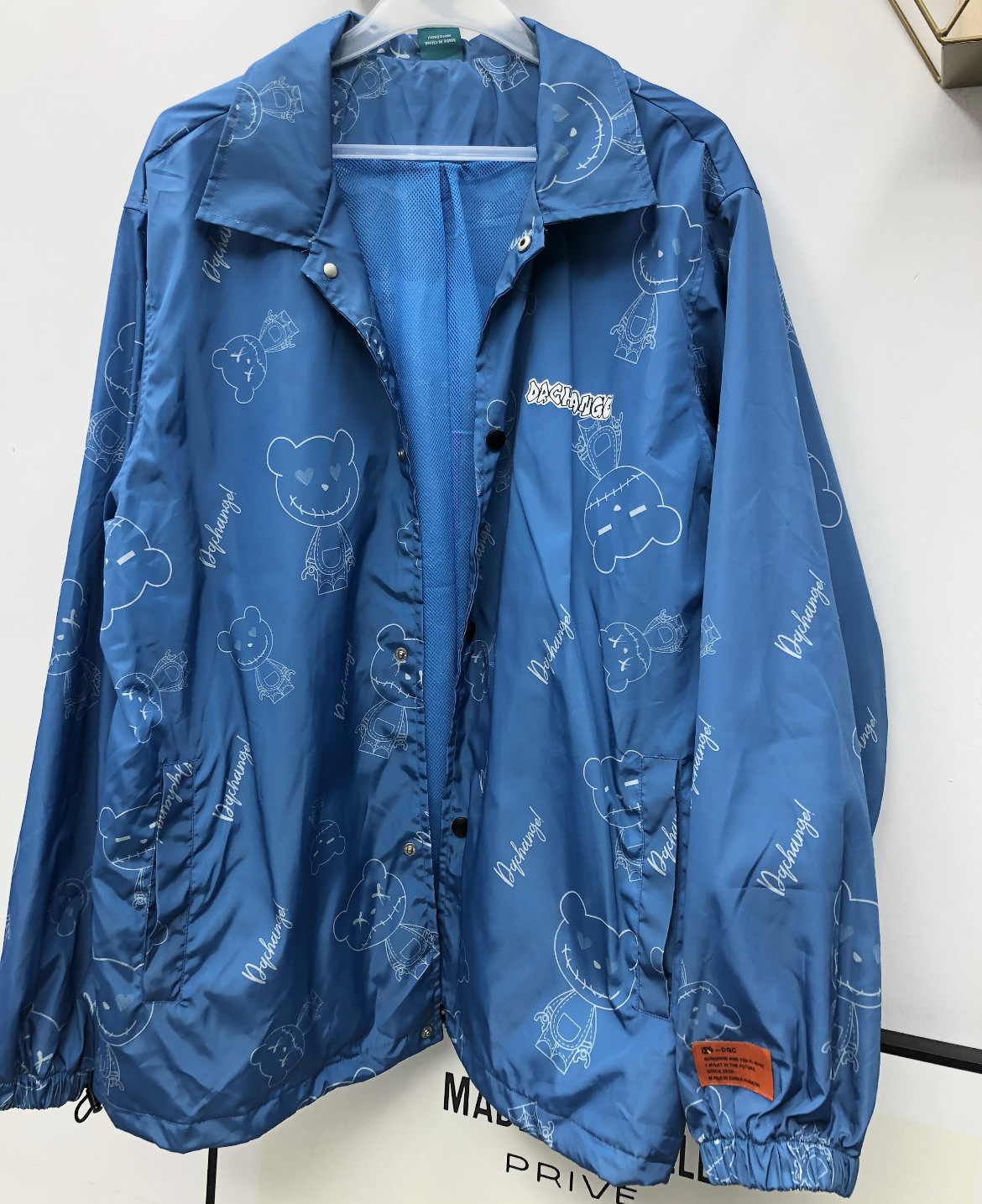 【小红书力推】蓝色小熊fyp满印花夹克情侣装外套