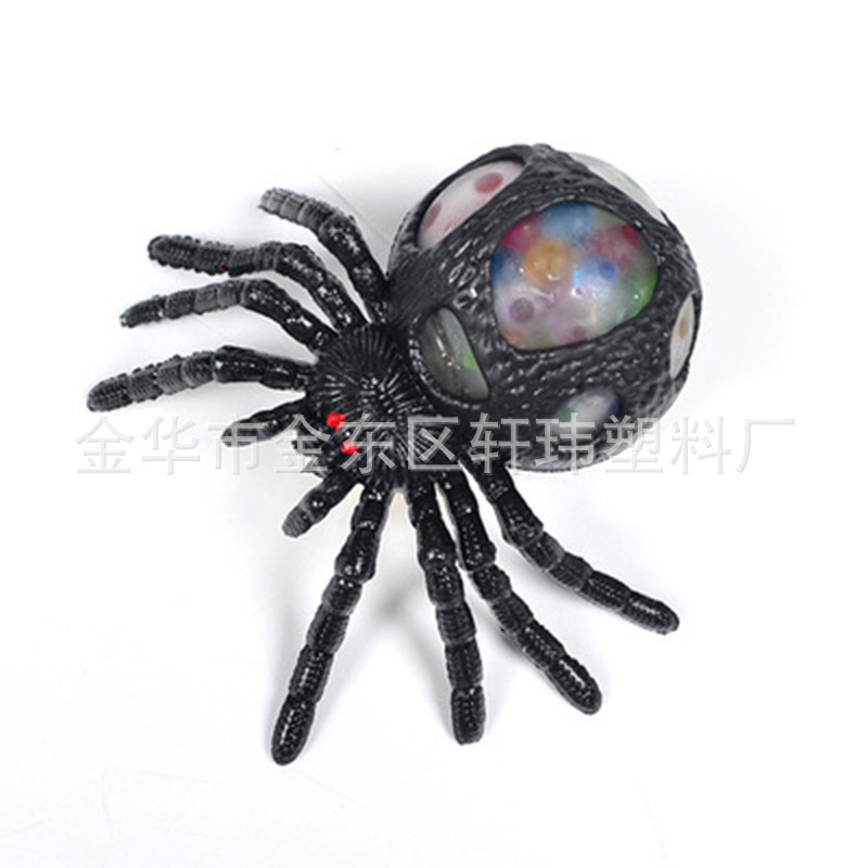 Halloween Vent Colorful Black Spider Squeezing Toy Grape Ball Creative Tricky Water Ball Vent Decompression Stall Toy