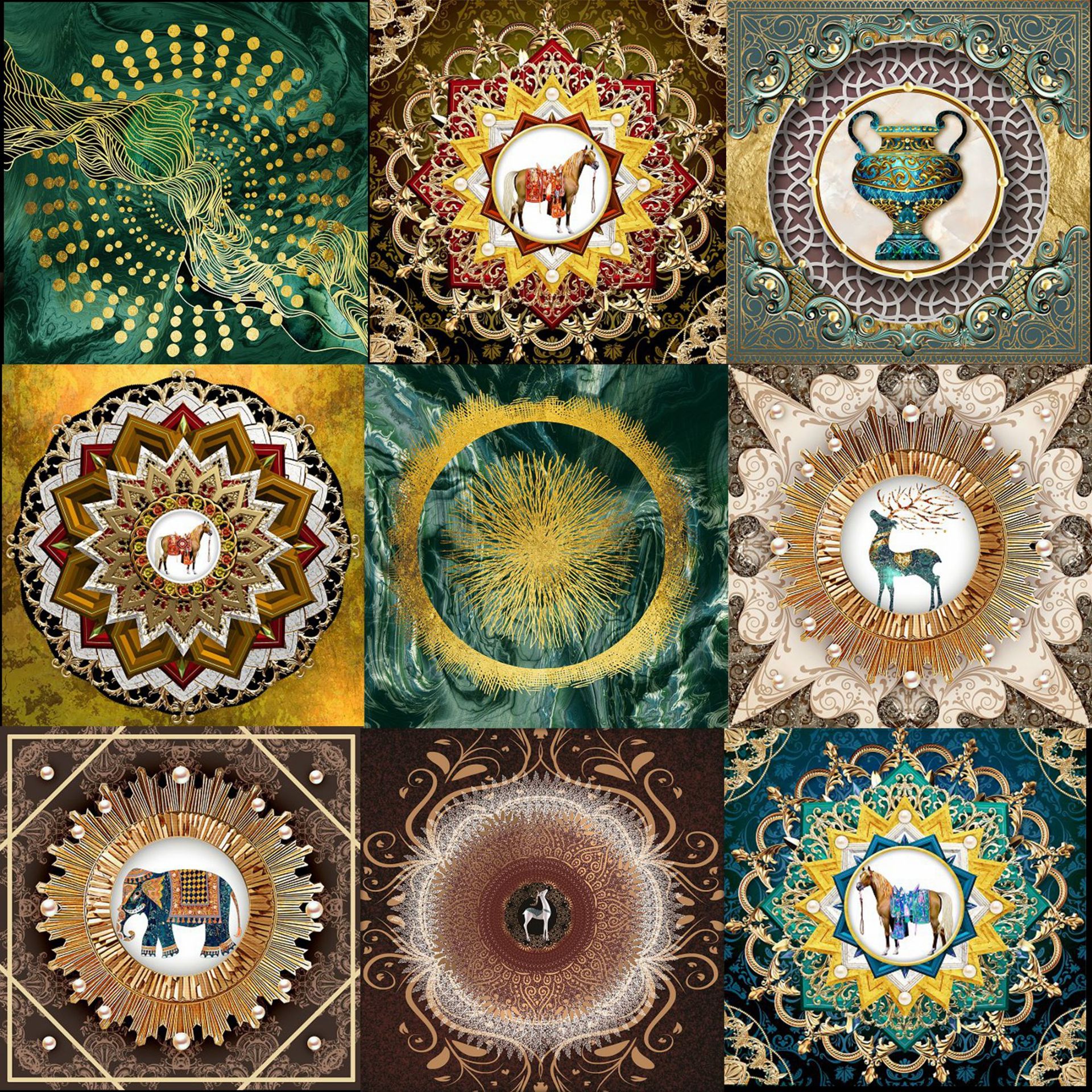 3679欧美式轻奢装饰画画芯素材高清图库奢华爱马仕风格客厅装饰画