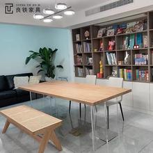 亚克力家用餐桌北欧实木悬浮长方形设计师创意日式简约办公桌书桌