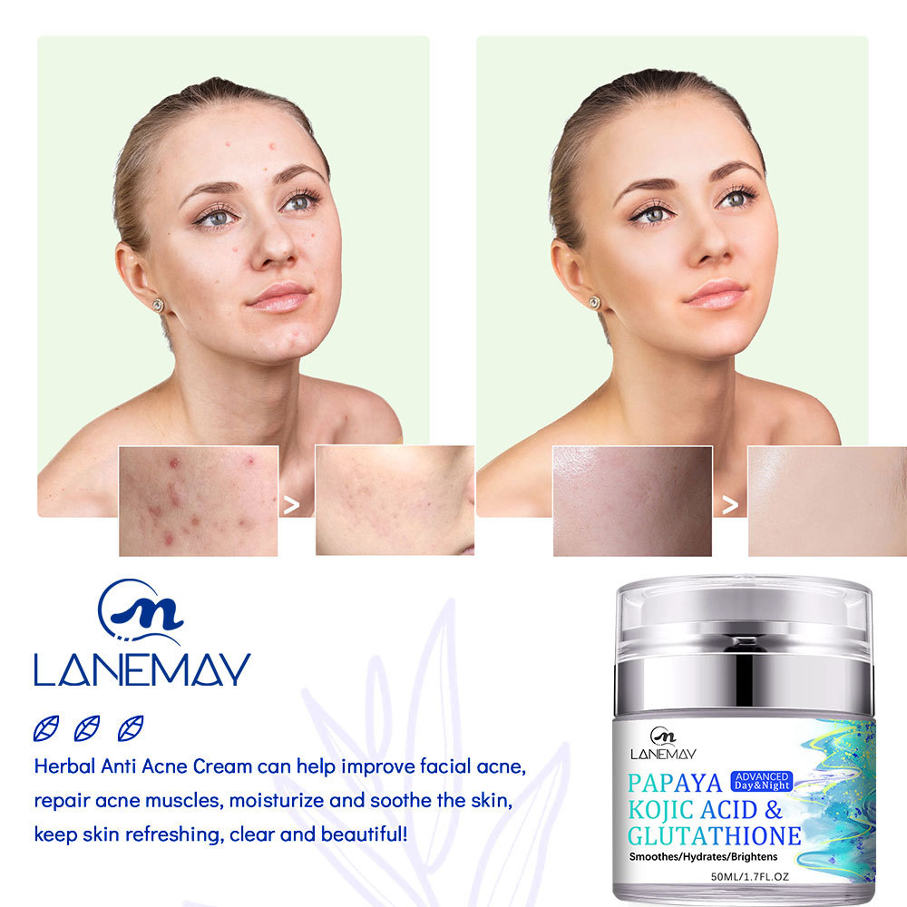跨境papaya kojic acid & glutathione滋润舒缓肌肤草本祛痘霜