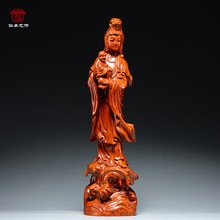花梨木雕刻观音菩萨佛像摆件家居客厅玄关供奉装饰红木工艺品
