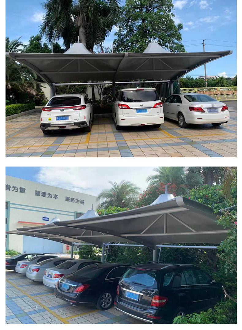停车棚汽车遮阳棚帽顶式膜结构停车棚 批发汽车pvc遮阳车棚工厂
