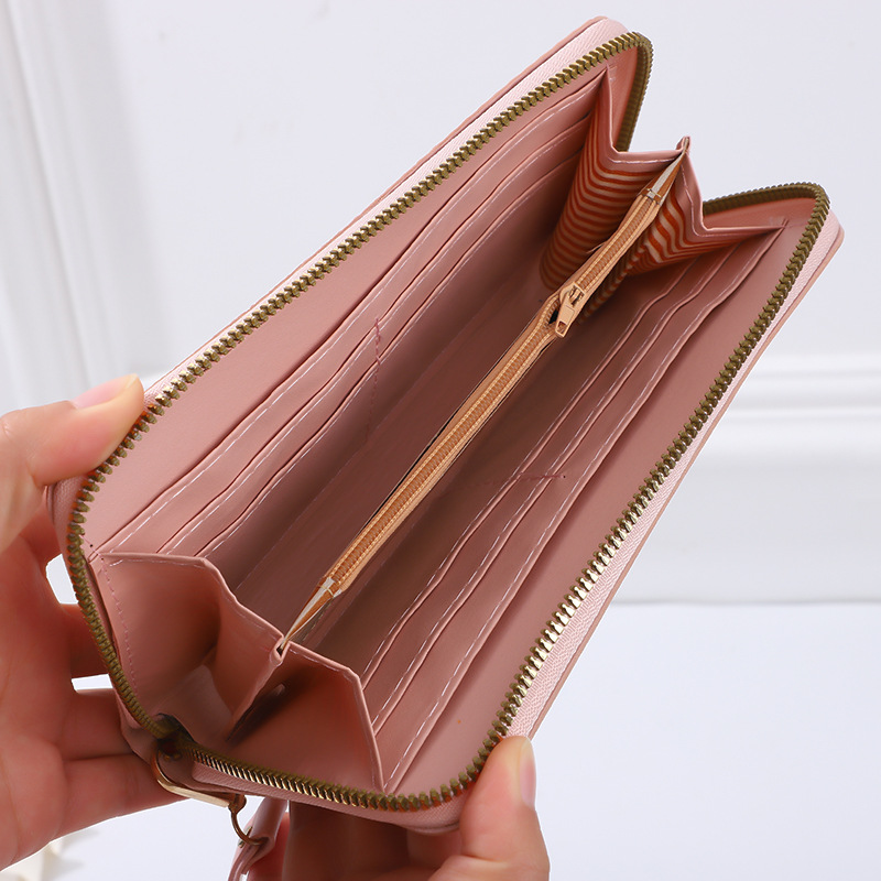 New Women's Long Wallet Double Zipper Student Wallet Large-Capacity Handbag Soft Coin Purse