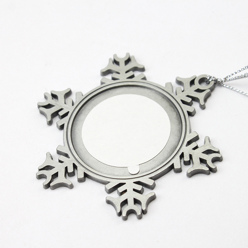 Thermal Transfer Printing Metal Snowflake Mirror Factory Direct Sales Metal Pendant Crafts Creative Small Pendant Snowflake Mirror