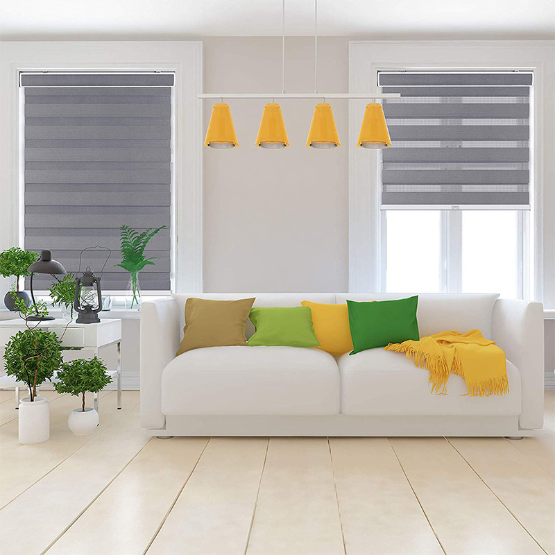 Factory Direct Sales Customized Mounting Racks Double-Layer Soft Gauze Curtain Insert Fabric Venetian Blind Shading Sunscreen Pull Beads Double Roller Blind