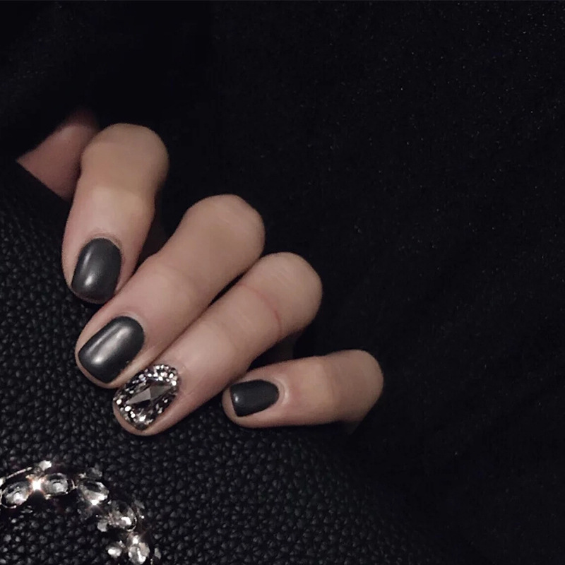 美甲钻石网红爆款饰品矿黑平底异形钻指甲超闪黑钻爆闪水钻