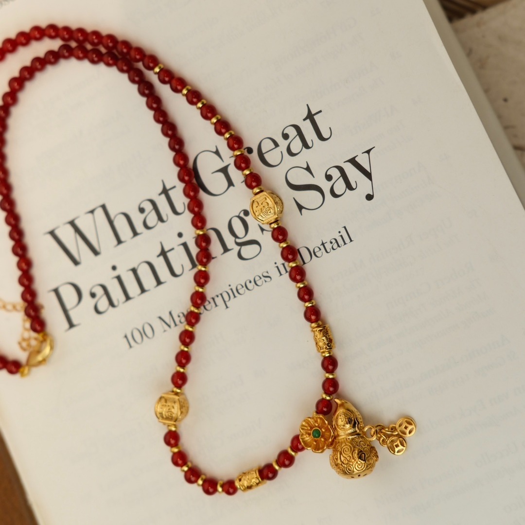 新中式国风红玛瑙葫芦吊坠短项链-阿里巴巴