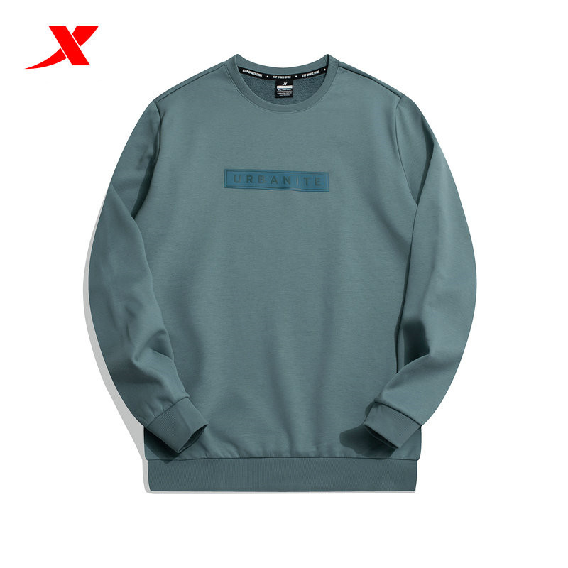 特步卫衣男2021冬季新款加绒保暖上衣圆领运动套头衫979429920098