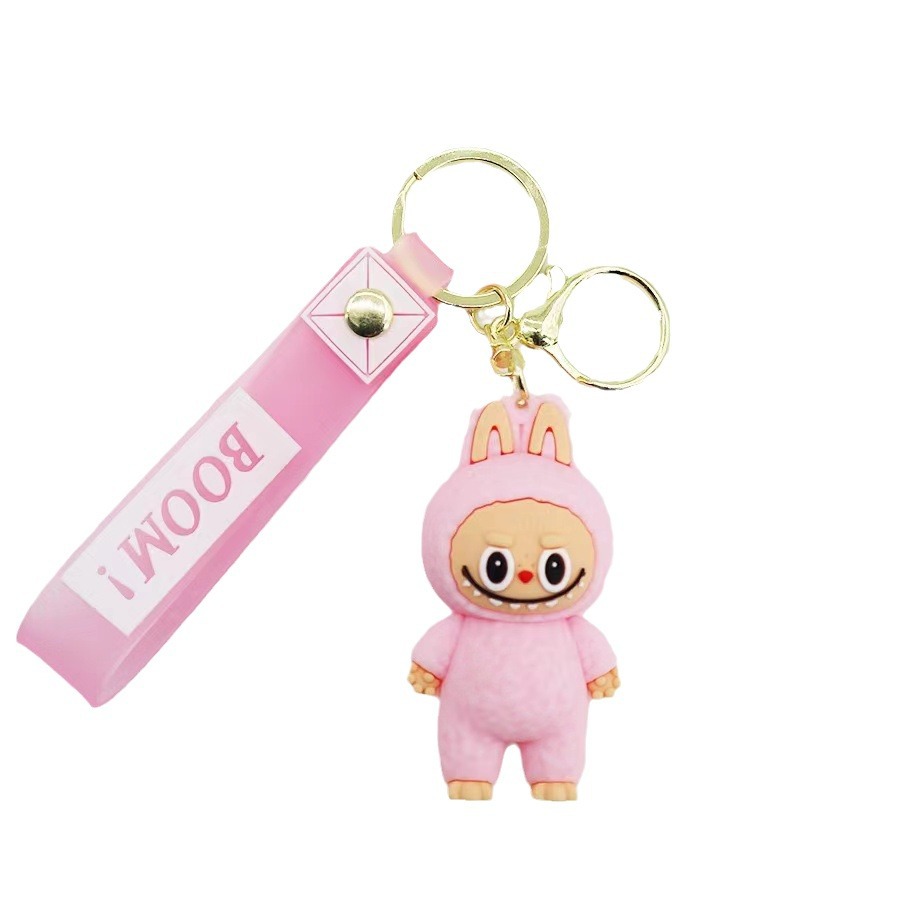 Cartoon Automobiles Curtain Little Sheep Keychain Pendant Cute Labubu Silicone Doll Backpack Car Key Chain Gift