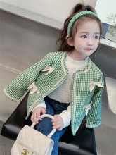 韩国童装秋冬韩版女童小香风毛呢夹棉大衣花边气质女宝宝外套上衣
