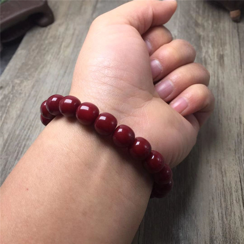 白玉菩提根老型桶朱砂供菩提子男女款手串手链项链念珠佛珠108颗