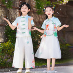 六一儿童表演服夏季幼儿园毕业礼服男女童古风唐装汉服演出服套装