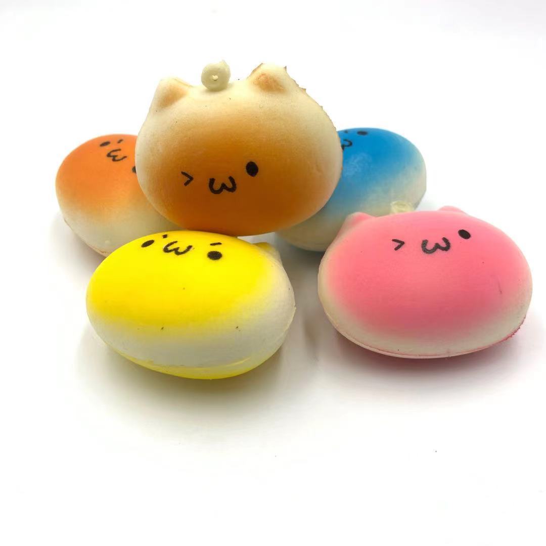 外贸仿真甜品面包慢回弹捏捏乐减压猫咪团子解压香味玩具喵喵包子