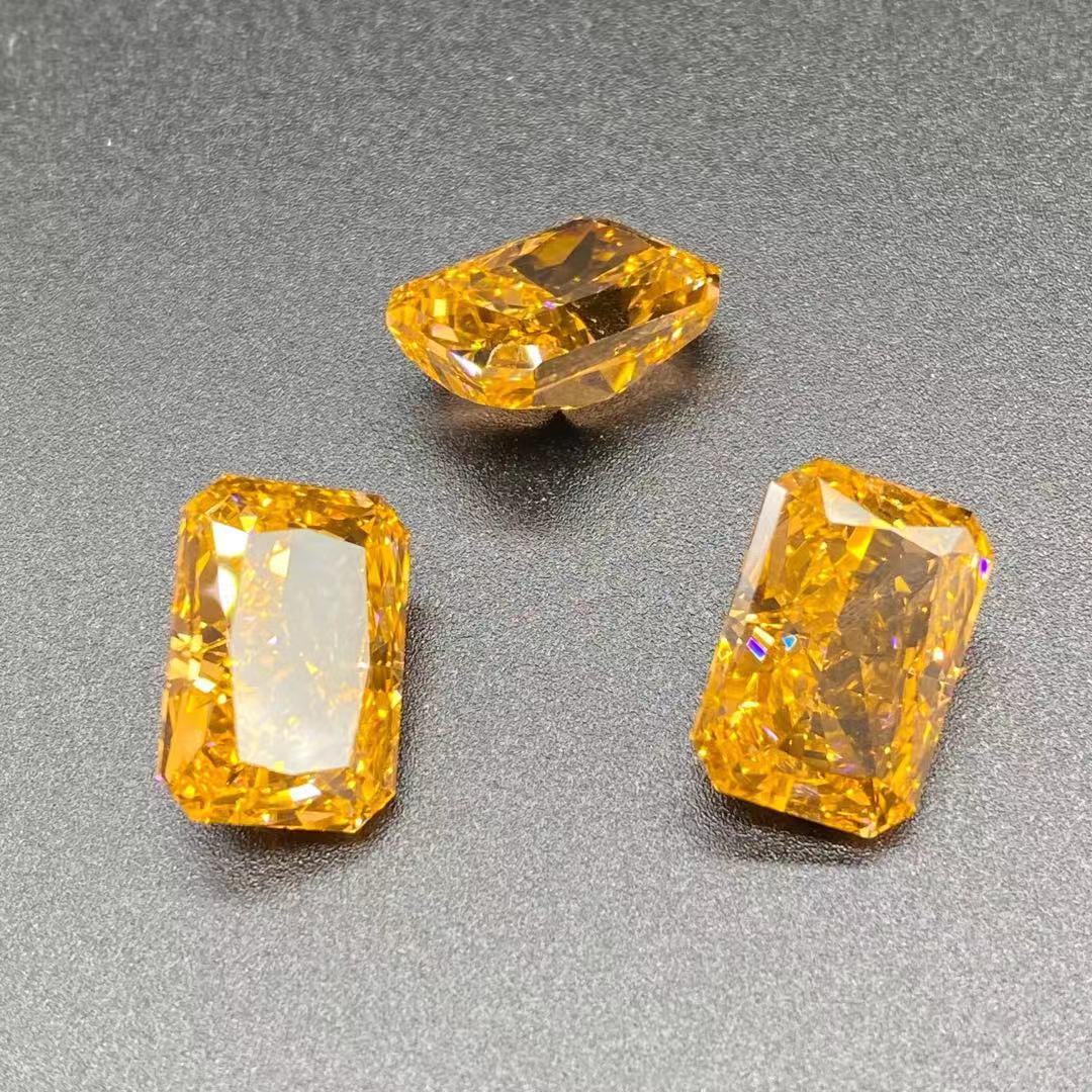 雷迪恩切割变色摩根石浅橙黄长方倒角裸石彩宝饰品项链戒指配饰宝