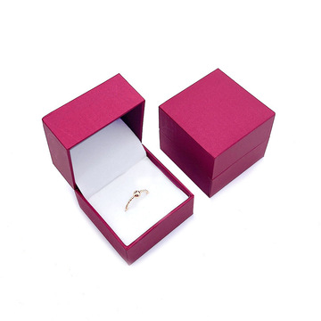 玫红色首饰包装盒戒指盒充皮纸胶盒印字耳环珠宝黄金收纳盒耳钉盒
