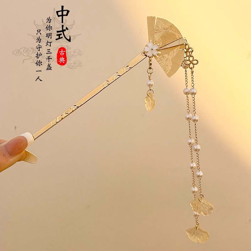 Luminous Lantern Hairpin Female Children's Palace Hairpin Ancient Style Tassel Han Chinese Clothing Hairpin New Chinese Style Hair Accessories Dangling Ornament Headwear