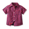 Cross border Children's clothing goods in stock Boy Red plaid Short sleeved shirt children Lapel lattice Cotton shirt European and American summer tops Cross border Children's clothing goods in stock Boy Red plaid Short sleeved shirt children Lapel lattice Cotton shirt European and American summer tops