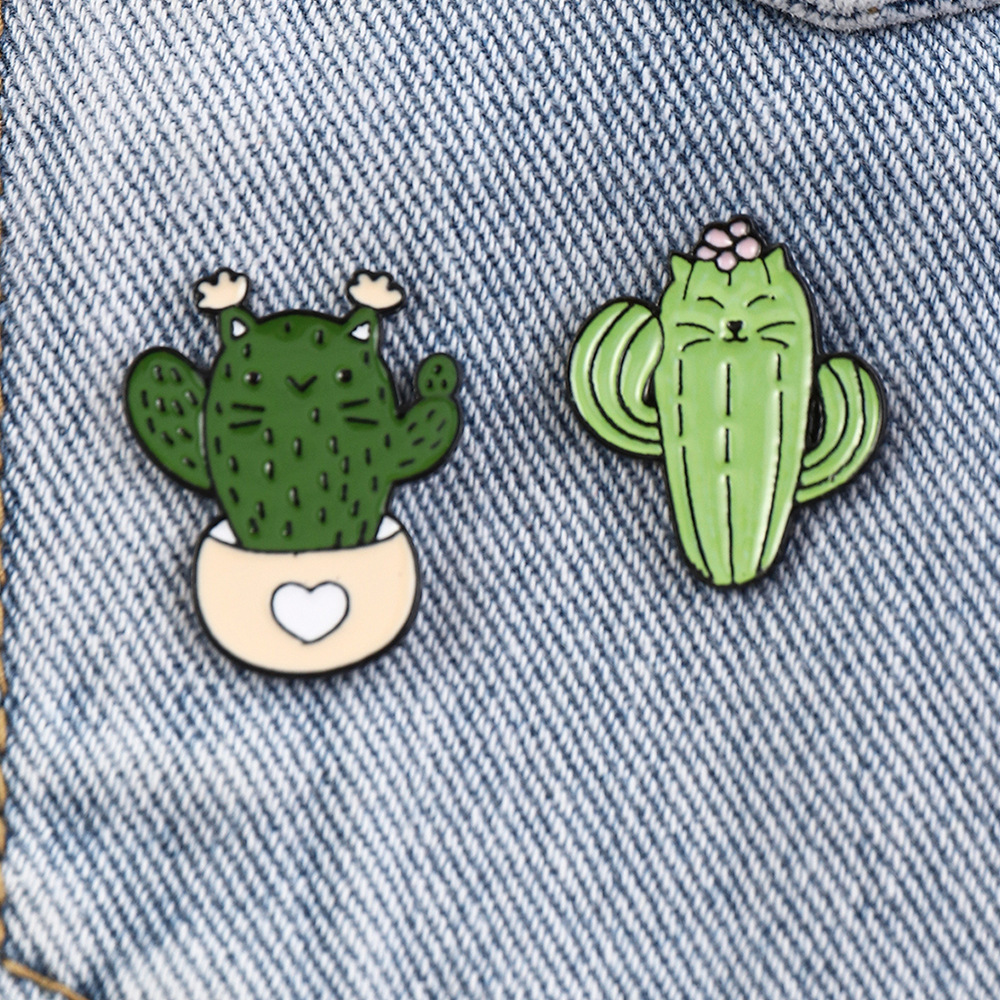 Pz0218 Cartoon Creative Cactus Series Brooch Plant Modeling Jewelry Cactus Potted Student Brooch