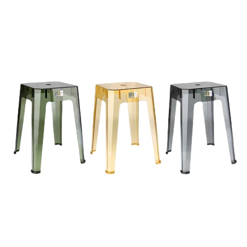 Factory Wholesale Ins Style Transparent Pet Square High Stool 2793 Bathroom Stool Dining Chair High Stool