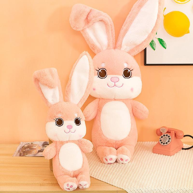 跨境兔绒长耳兔毛绒玩具公仔超萌睡觉抱枕儿童礼物摆摊源批发
