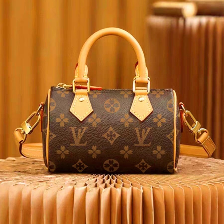lv/新款女包nano speedy老花枕头包迷你单肩包斜挎包手提m81085