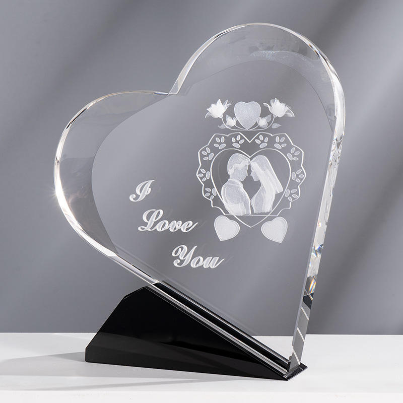 新款情人节心形水晶摆件情人节告白礼品爱心结婚纪念婚礼摆饰品