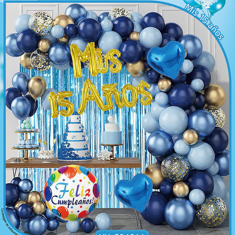 Xiyu 15 Th Birthday Balloon Tinsel Curtain Sequined Letters Aluminum Film Balloon Party Decoration Background Wall Scene Layout