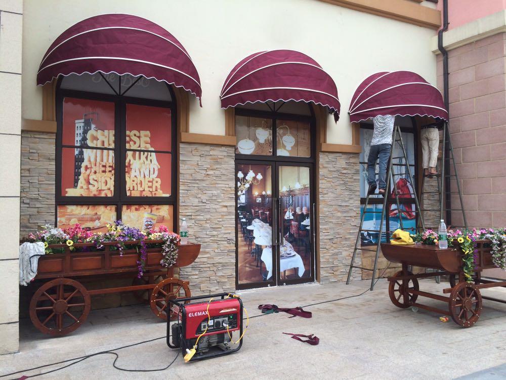 法式雨篷伸缩折叠活动西瓜棚欧式半圆形装饰篷窗户遮阳篷棚