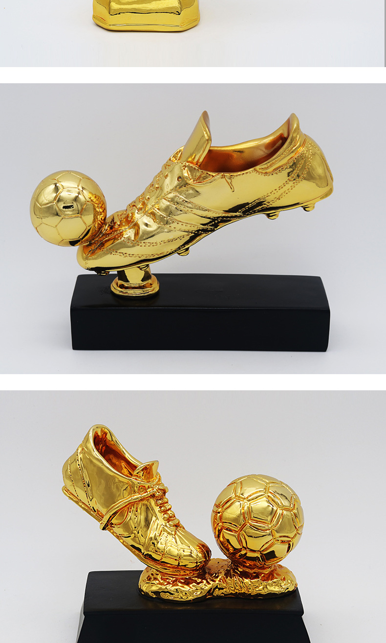 新款足球奖杯金靴奖支持刻字树脂工艺品球员射手奖杯酒吧会所摆件批发