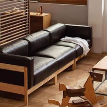 现代简约原木沙发北美黑胡桃木布艺沙发纯实木红橡木客厅家具