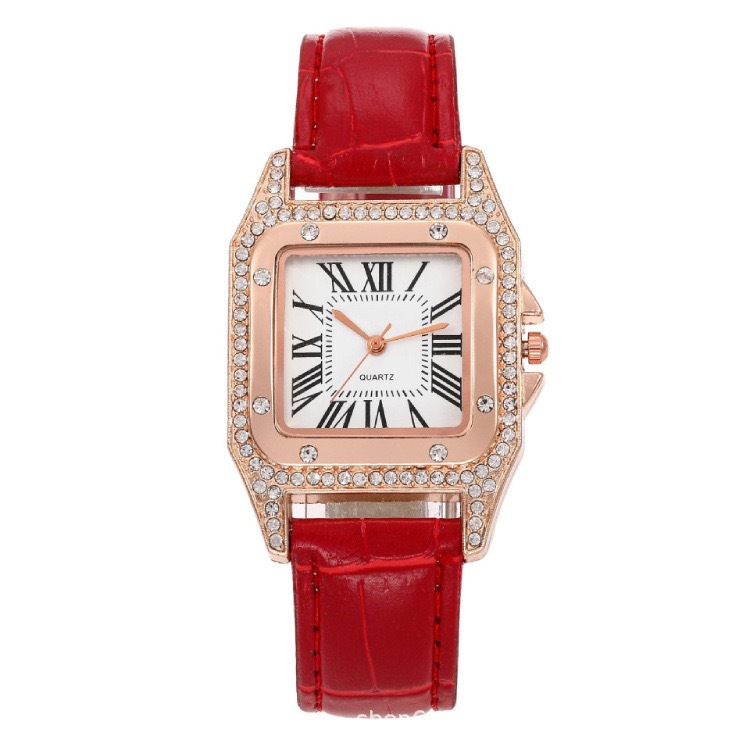 Square Diamond Belt Gift Women's Watch TikTok Kuaishou Internet Celebrity Same Style Women's Casual Roman Diamond-Embedded Square Quartz Watch